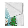thumbnail image 2 of Snowman Soft Flannel Fleece Throw Blanket, Hand Drawn Style Skating Christmas Tree and Hat Cold Winter Snowfall, Cozy Plush for Indoor and Outdoor Use, 50" x 70", Multicolor, by Ambesonne, 2 of 5