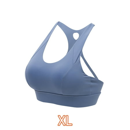 

Women Sports Bra Push Up Female Gym Workout Tops Adjustable xL Grey Blue
