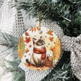 thumbnail image 3 of Welcome Fall Siamese Enjoys School Time Autumn Fall Leaves Ceramic Round Ornament Cat Lover Kitten Owner Gifts Home Tree Decor - 02013, 3 of 5