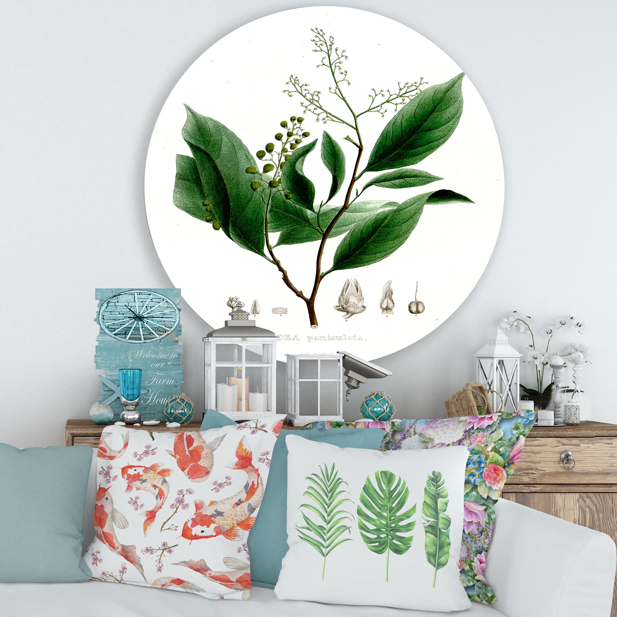 Designart 'Ancient Brazilian Plant II' Traditional Circle Metal Wall Art 29x29 - Disc of 29