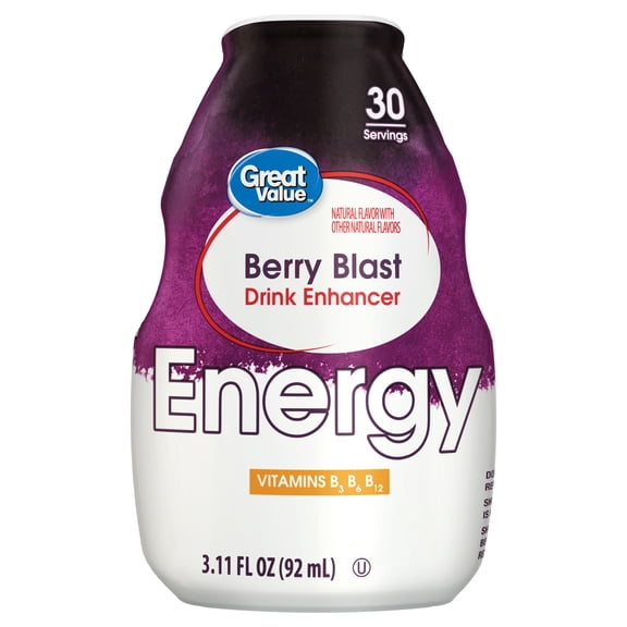Great Value Berry Blast Energy Liquid Drink Enhancer, 3.11 fl oz