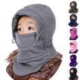 thumbnail image 2 of Kids Hat Solid Color Adjustable Boys Girls Pure Color Drawstring Cap Scarf for Outdoor, 2 of 10