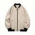 thumbnail image 1 of Man Solid Color Pockets Zipper Loose Baseball Collar Coat, 1 of 9