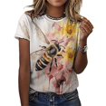thumbnail image 3 of Bee And Flowers T-Shirts Casual T-Shirt Short Sleeve Women Trendy Tshirt Beach Custom Tops, 3 of 5