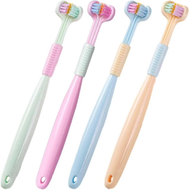 Triple Head Toothbrush, 3 Sided Toothbrush, Three-Faced Toothbrush Deep Cleaning Soft Bristle Triple Toothbrush For Kids Home Travel