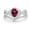 Ruby CZ, variant on Two Piece Set Art Deco Pear Teardrop Band Ring Ruby CZ 925 Sterling Silver Size 5