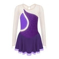 thumbnail image 4 of YONGHS Kids Girls Ice Figure Skating Dress Mesh Long Sleeves Tutu Skirted Leotard, 4 of 7