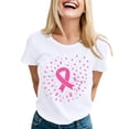 thumbnail image 3 of IMENGL Short Sleeve T-Shirts for Women Casual Breast Cancer Awareness Ribbon Print Tee Comfortable Round Neck Daily Loose Basic Women's Short Sleeve Top,M-XXXL, 3 of 5
