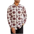thumbnail image 2 of Zysthvn Long Sleeve Summer Shirt Men Vacation Casual Mens Tees Stretch Turn Down Collar Button Printed Lightweight Tops, 2 of 5