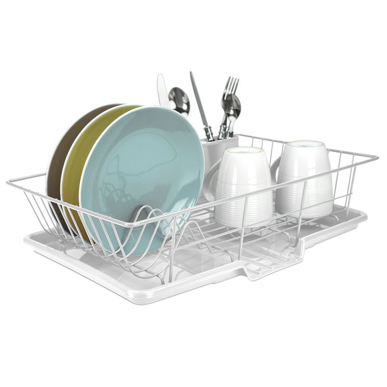 Home Basics 3 Piece Rust-resistant Vinyl Dish Drainer With Self