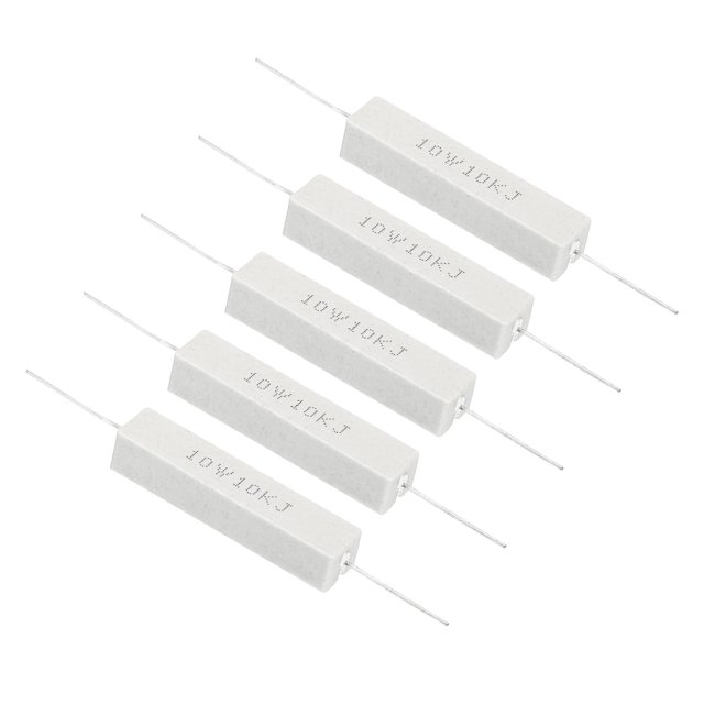 Unique Bargains 5 Pcs Résistances 10K Ohm, Résistance Céramique 10W Kit de Résistance de Puissance Tolérance 5 % pour Adaptateurs Audio