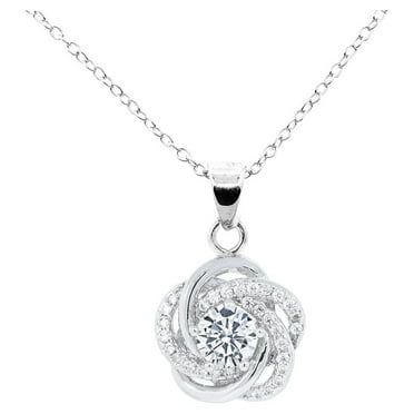 Cate & Chloe Stella 18k White Gold Plated Necklace with Simulated Diamond Crystals Gift for Women