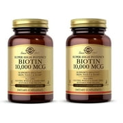 Solgar Biotin Super High Potency 10000 mcg, 120 Vegetarian Capsules 2 Packs