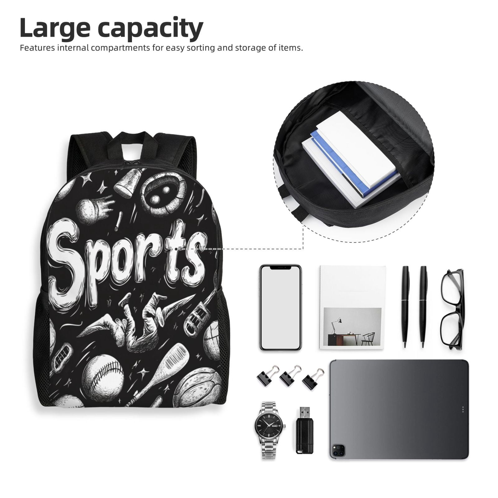 Baseball Backpack Double Shoulder Backpack Durable, Spacious, Ergonomic Design for Travel, Work & Outdoor Use