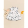 thumbnail image 6 of Suagox Baby Girl's Chinese Style Dress Leaf Print Mock Neck Fly Sleeve Tiered A-Line Dress Toddler Summer Dress for 3-18 Months Baby, 6 of 10