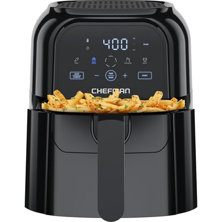 Chefman TurboFry Touch 6 Qt Air Fryer w/ Digital Display and Shake Reminder - Black
