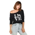thumbnail image 2 of Love Great Pyrenees Women's Fashion Slouchy 3/4 Sleeves Raglan Lightweight Sweatshirt Black 2X-Large, 2 of 3