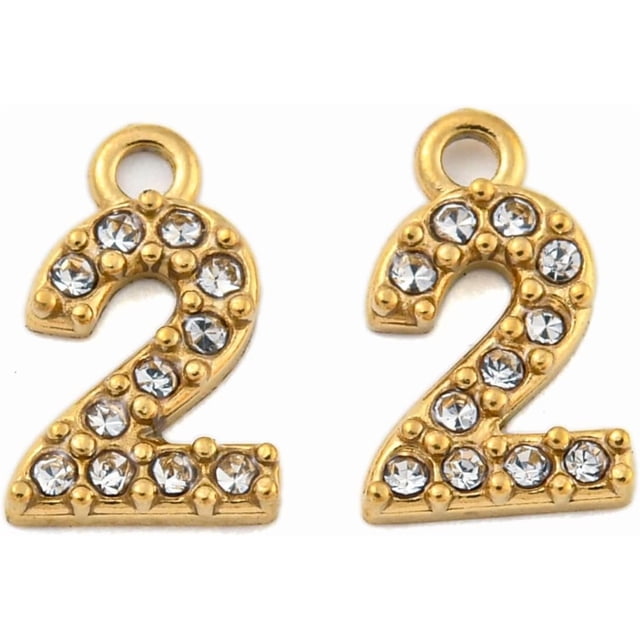 1 colgante de acero inoxidable 304 con números de diamantes de imitación para mujer, ideal como regalo de cumpleaños, festival, joyería personalizada, 9 x 6 x 1 mm, agujero: 1 mm.