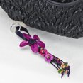 thumbnail image 3 of Hanging Purple Bouquet of Leather Flowers & Wood Accented Keychain, 3 of 6