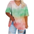 thumbnail image 4 of Xdegoge Womens Aesthetic Cloud Tie Dye T Shirt V Neck Short Sleeve Galaxy Pastel Print Relaxed Fit Artistic Y2K Style Summer Casual Fashion Apparel Tees Tops Shirts, 4 of 5