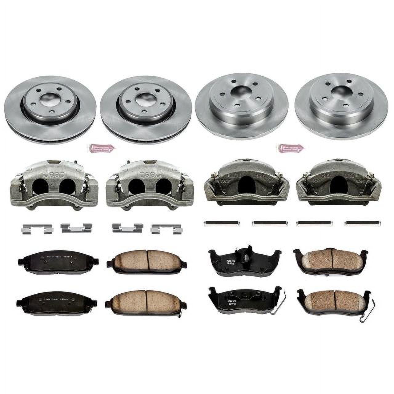 PowerStop Front and Rear Stock Replacement Brake Pad and Rotor Kit with Calipers Fits: JEEP Select Models KCOE2220