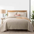 thumbnail image 1 of Peace Nest Premium Damask Pattern Reversible Coverlet Set 100% Soft Microfiber Fabric, Khaki, Full/Queen Size, 1 of 5