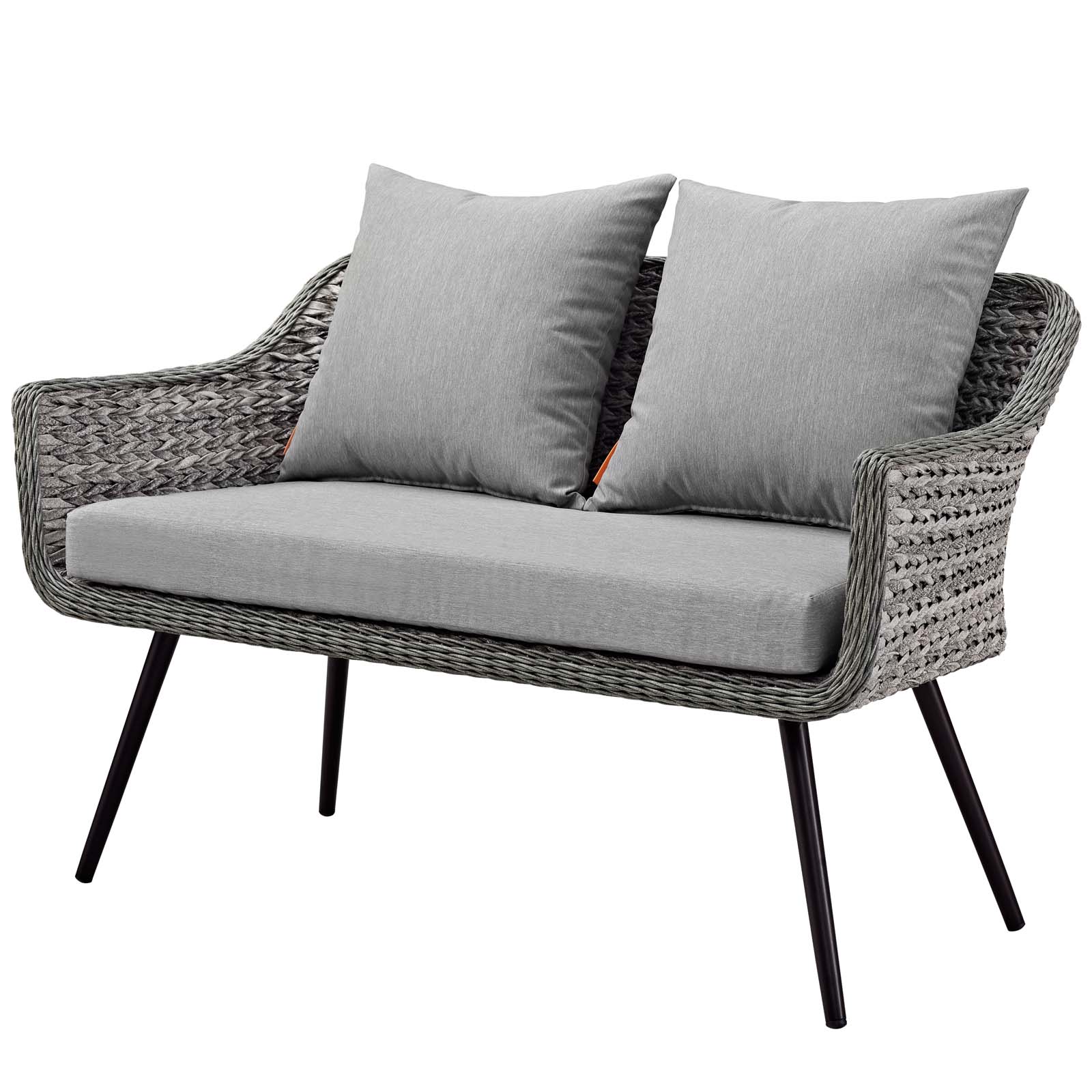 Contemporary Modern Urban Designer Outdoor Patio Balcony Garden Furniture Lounge Sofa and Chair Set, Aluminum Fabric Wicker Rattan, Grey Gray - image 4 of 8