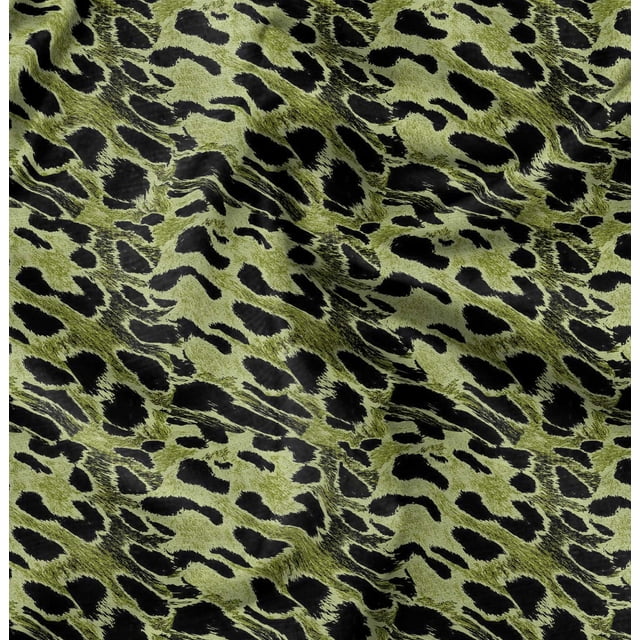Soimoi Green Heavy Satin Fabric Leopard Animal Skin Fabric Prints By Yard 54 Inch Wide
