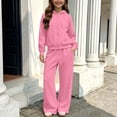 thumbnail image 4 of Sakuulaan Girls 2‑Piece Fleece Tracksuit Set, Full‑Zip Hooded Jacket & Relaxed Pants, Warm Polyester Casual Outfit for Kids 5‑14 Years, 4 of 8