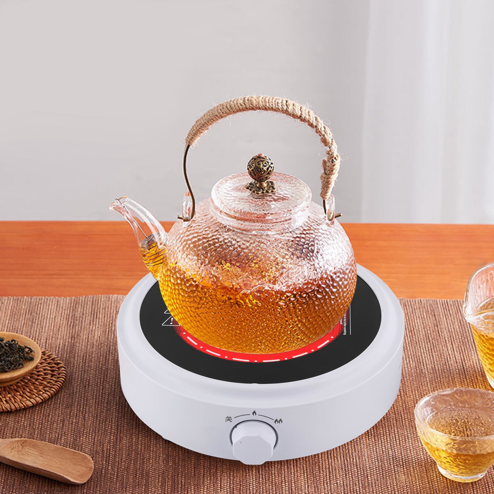 800W White Portable Electric Mini Stove Coffee Tea Water Hot Plate Boiling Stove 110V for Home, Office