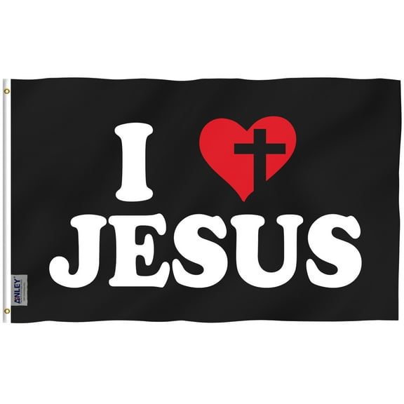 Anley Fly Breeze 3x5 Foot I Love Jesus Flag - Vivid Color and Fade Proof - Canvas Header and Double Stitched - Christian Flags Polyester with Brass Grommets 3 X 5 Ft
