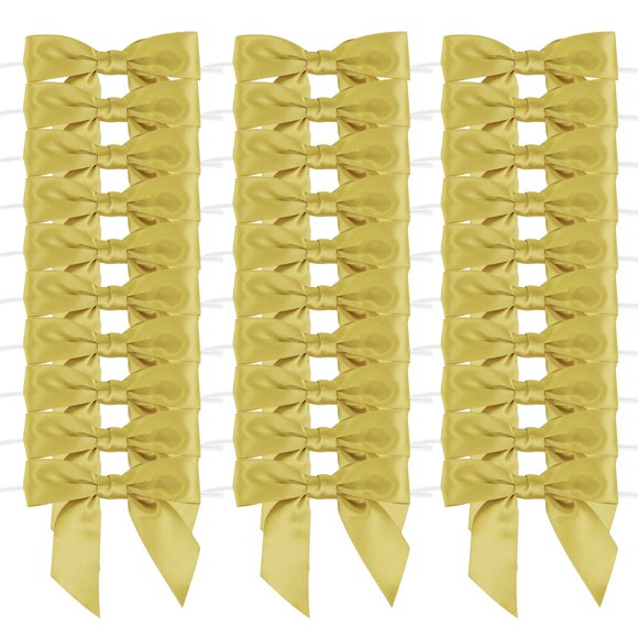 Lazos de cinta satinada dorada AIMUDI 9 cm con atador, 50 piezas