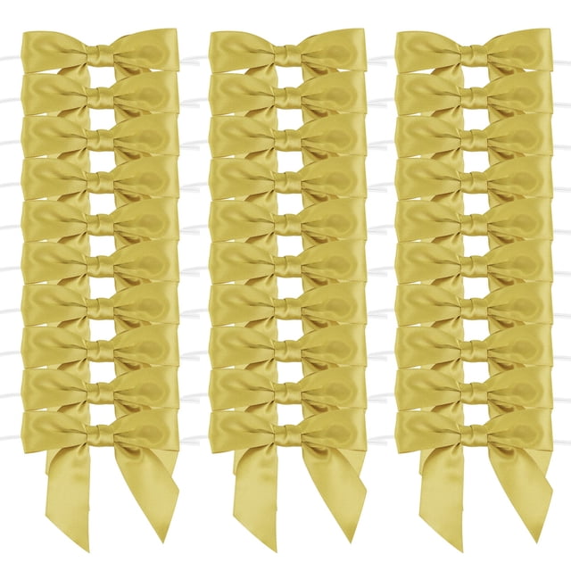 Lazos de cinta satinada dorada AIMUDI 9 cm con atador, 50 piezas