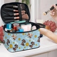 thumbnail image 5 of HELLHERO Dachshund and Daisy Pattern Polyester Makeup Travel Case Makeup Skincare Organizer Double Zipper Handy With Brush Storage Carry-on Travel Essentials Brush Storage, 5 of 6