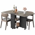 thumbnail image 3 of Rugerasy Movable Kitchen Table with 6 Wheels,Folding Dining Table,Drop Leaf Dining Table for 4,Foldable Kitchen Table with 2 Storage Shelf,Space Saving Dining Tables for Small Spaces, 3 of 8