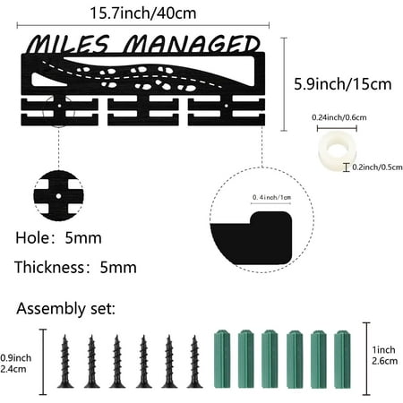 1 set Miles Managed Medal Holder Hanger Medal Display Rack Organizer Wooden Medal Stand Frame Shelf Hanging Medals Wall Mounted Hanger for Race Ribbon Dancer Ballet Runner 15.7 x 6Inch