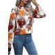 thumbnail image 4 of Floral T-Shirt For Women Print O-Neck Long Sleeve Blouse Flounce Ruched Casual Loose Tee Tops, 4 of 5