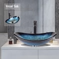 ELECWISH Artistic Glass Vessel Sink, Boat Shape, Bathroom Vanity, Blue ...