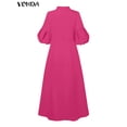 thumbnail image 5 of Plus Size 5XL VONDA 2024 Elegant Party Maxi Dress Fashion Women Lantern Sleeve Buttons Big Swing Sundress Casual Solid Robe, 5 of 5