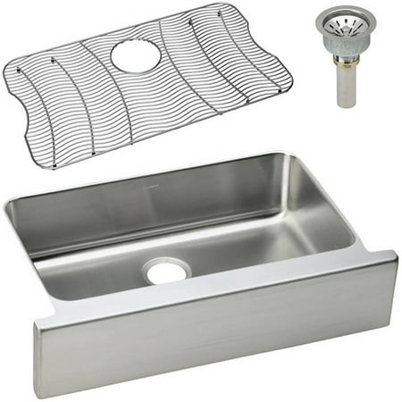 Elkay Eluhfs2816dbg Gourmet Lustertone Stainless Steel Single Bowl Apron Front Undermount Sink Kit