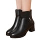 thumbnail image 5 of Botines de moda de otoño e invierno para mujer, tacón grueso, tacón medio, color liso, cremallera lateral negra, terciopelo cálido, 5 of 5