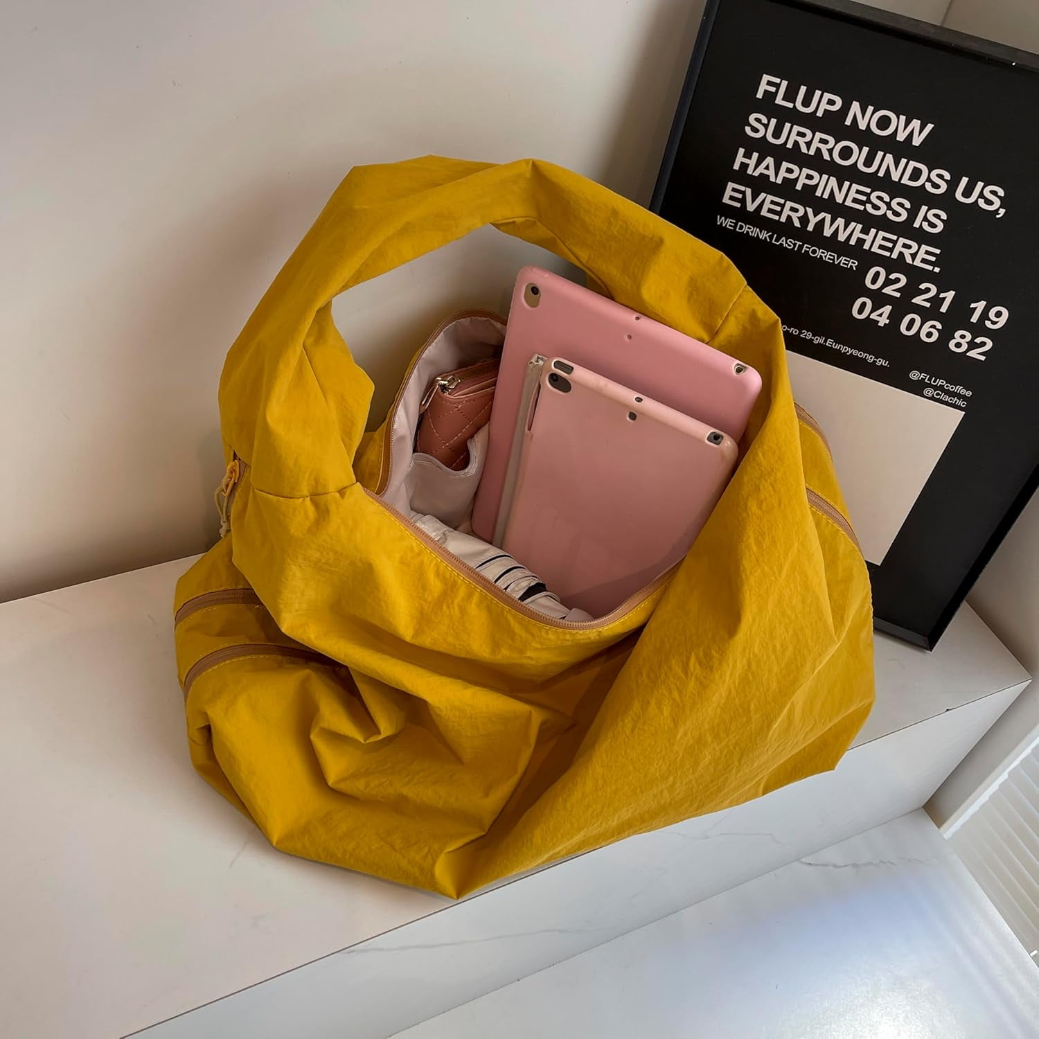 Women's Loose Hobo Multi Pockets Nylon Handbag Pure Colour Draped Hobo Bags Bags Large Shoulder Bag