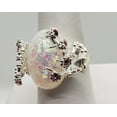 thumbnail image 4 of Size 9, White Fire Opal Flower Silver Ring, 4 of 5