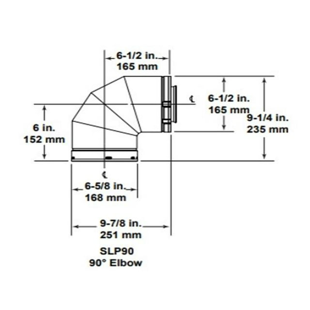 SLP SLP90-BK 90 Degree Elbow Venting Component for Gas Fireplaces, Black