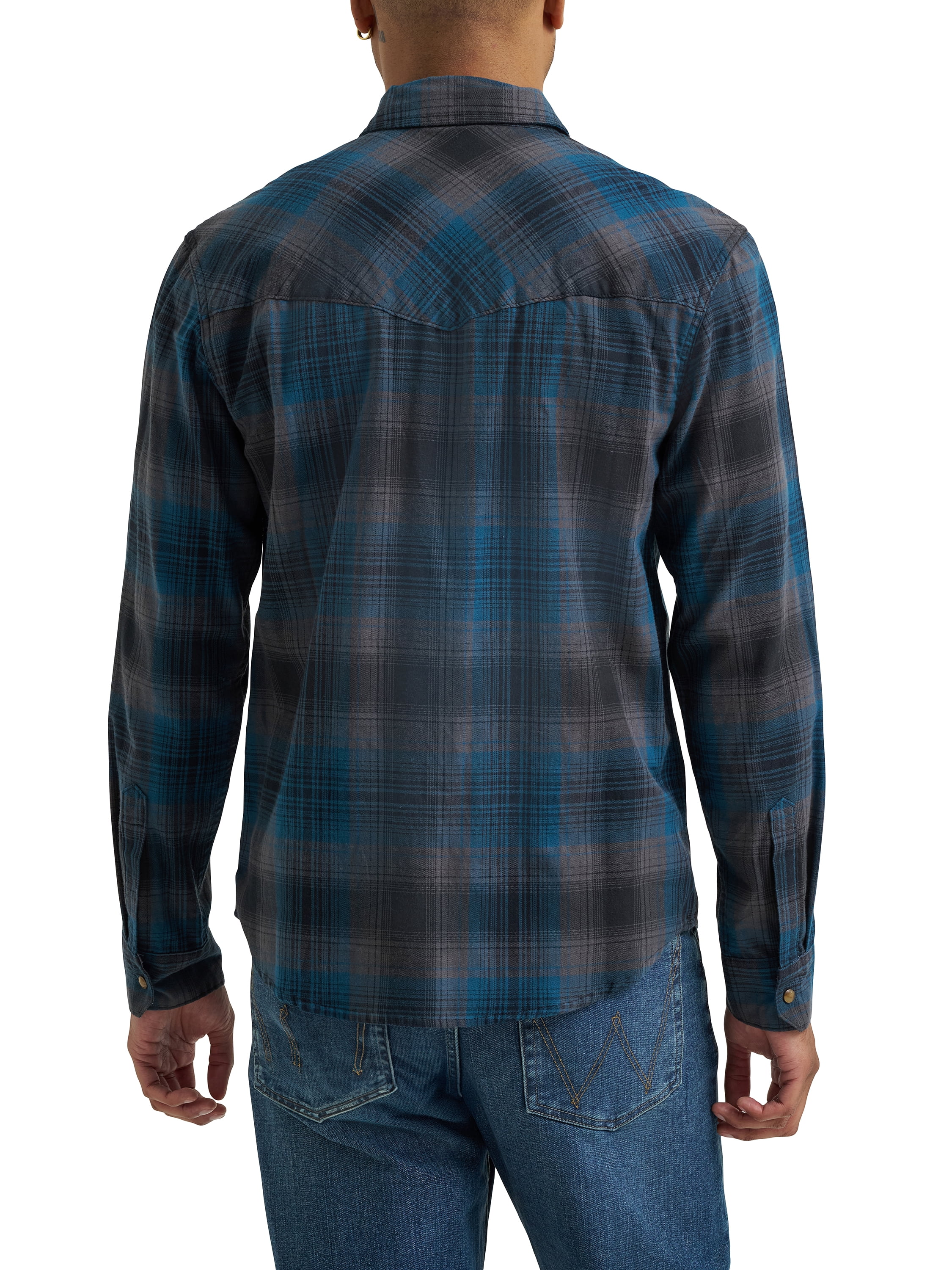 Wrangler® Men's and Big Men's Regular Fit Long Sleeve Fashion Twill Plaid Shirt, Sizes S-2XL