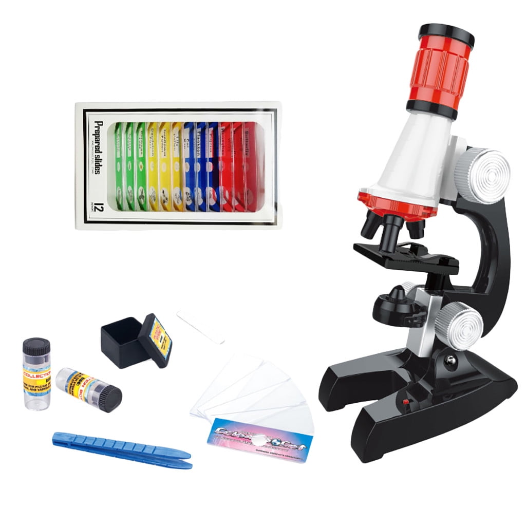 Children's Kids Junior Science Lab Microscope Kit Set 100/400/1200X With Light 