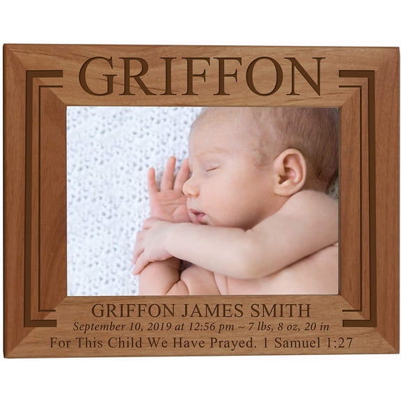 LifeSong Milestones Customized Engraved Horizontal Picture Frame for Baby Boy - For this Child, We prayed
