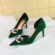 thumbnail image 3 of Zapatos de tacón alto sexys de punta puntiaguda de boca baja para banquetes para mujer, zapatos de gamuza con huecos laterales, con perlas y diamantes de agua, zapatos clásicos individuales, 3 of 5