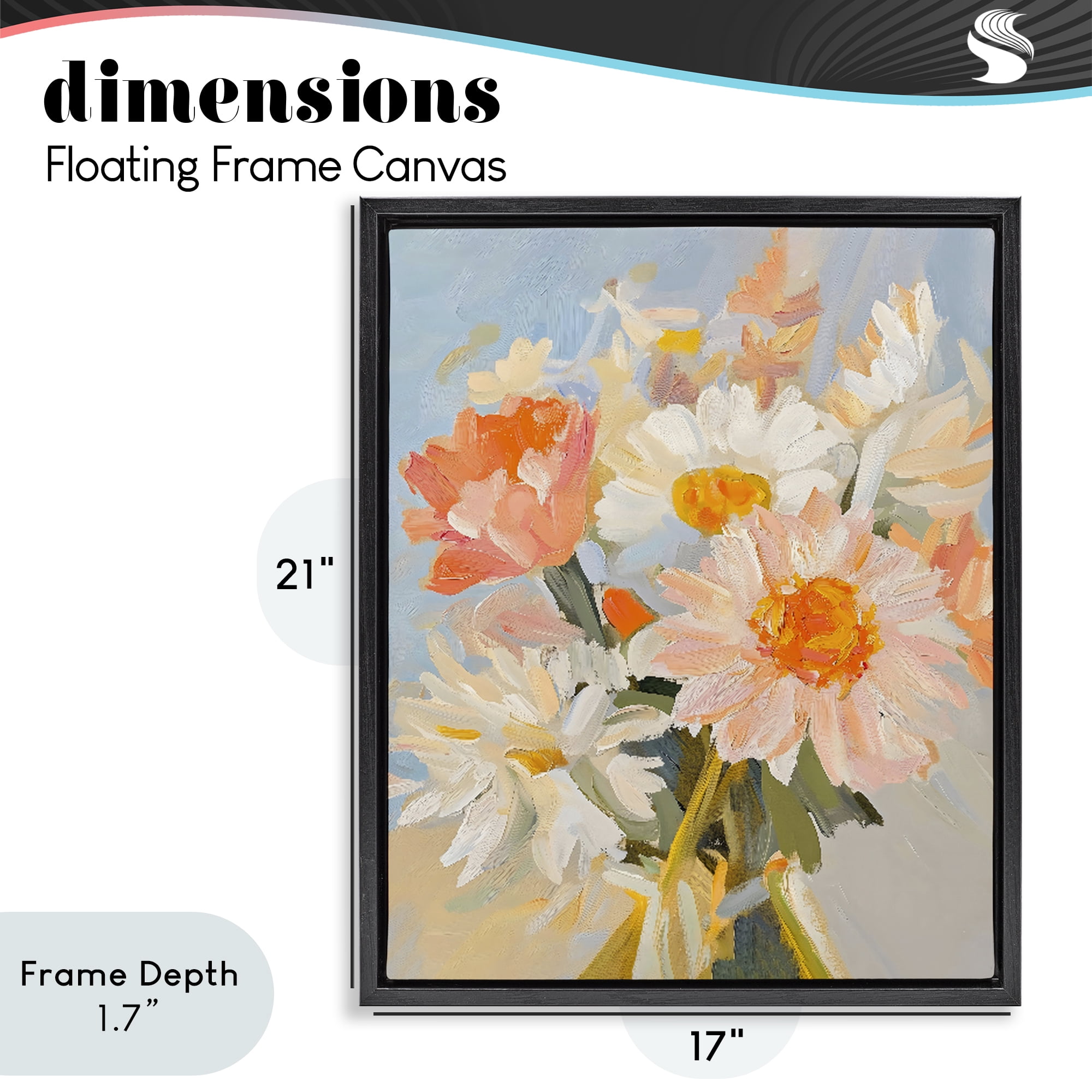 Stupell Industries Orange Spring Floral Bouquet Black Framed Floater Canvas Wall Art, design by The Prints Vibe