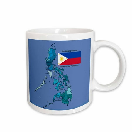 

3dRose Flag and map of the Republic of the Philippines with all regions colored and labeled Ceramic Mug 15-ounce